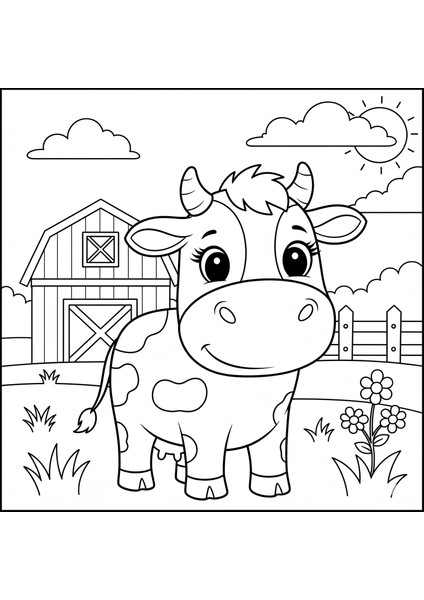 Çocuklar Için Hayvan Temalı Sevimli Inek Çiftlikte Eğitici ve Eğlenceli Boyama Seti fırsatları