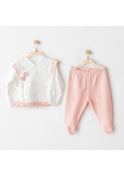 AC25508 Sıde Snap Set Love Family 2li Zıbın Set Salmon