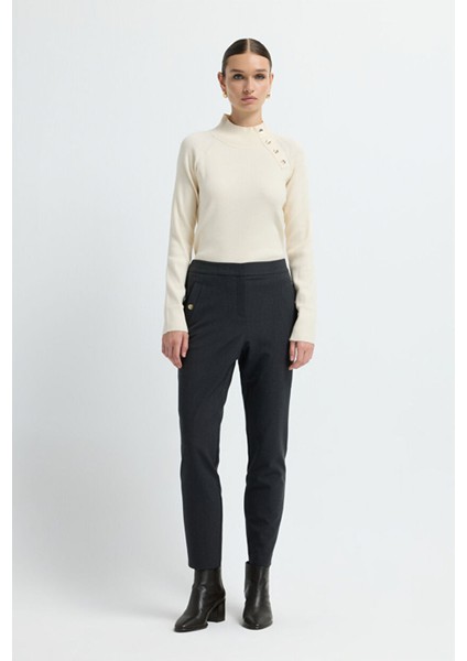 Metal Aksesuarlı Cepli Pantolon Antrasit 15335246013