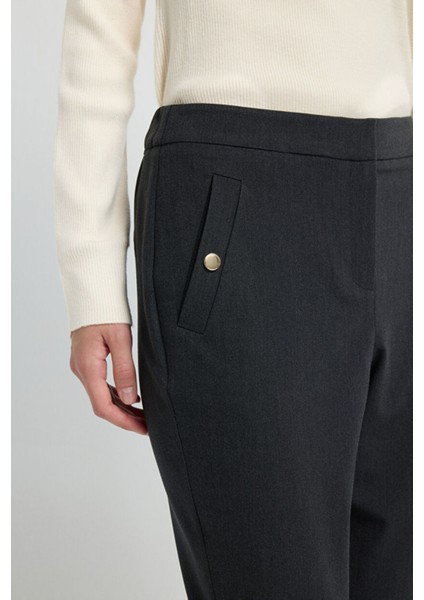 Metal Aksesuarlı Cepli Pantolon Antrasit 15335246013 fırsatları