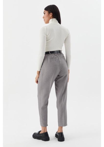 Kemerli Yüksek Bel Pantolon Grı indirimleri