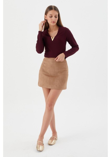V Yaka Bluz Bordo fiyatları