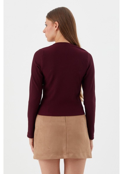 V Yaka Bluz Bordo indirimleri