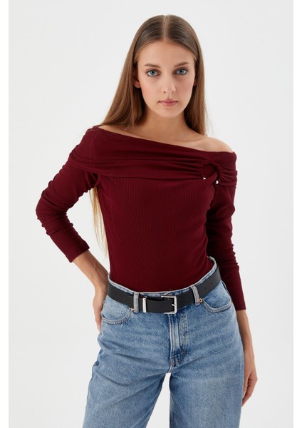 Madonna Yaka Bluz Bordo