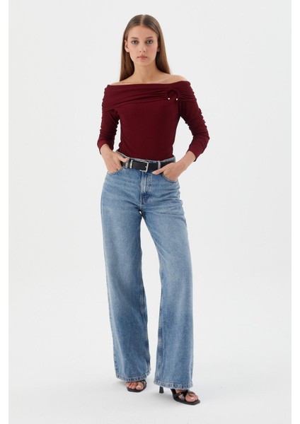 Madonna Yaka Bluz Bordo fiyatları