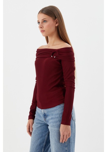 Madonna Yaka Bluz Bordo fırsatları