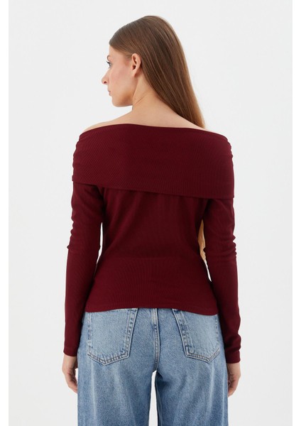 Madonna Yaka Bluz Bordo indirimleri