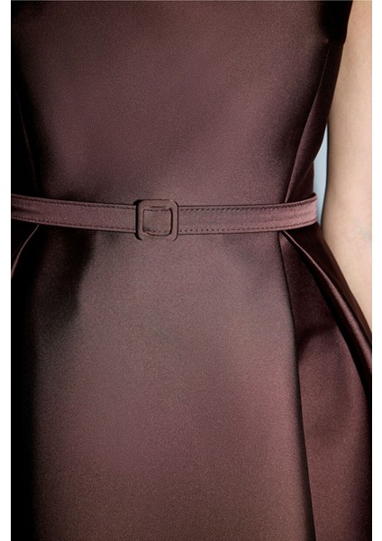 Kolsuz Midi Boy Elbise Kahve 12443243003 modelleri