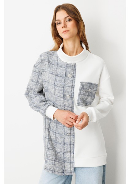 Cep Detaylı Dokulu Ekose Gömlek-Mavi modelleri