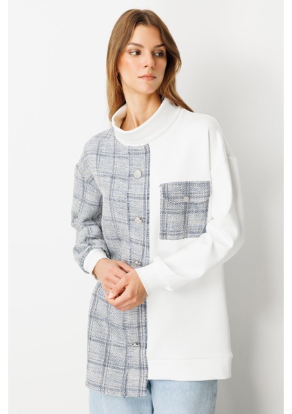 Cep Detaylı Dokulu Ekose Gömlek-Mavi fırsatları