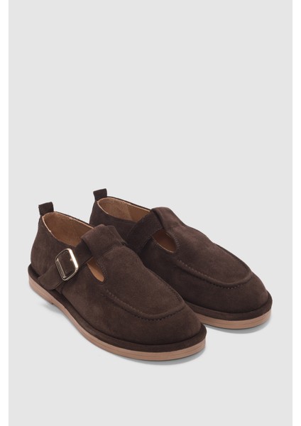 Cassiel Hakiki Deri Gold Ayarlanabilir Toka Detaylı Kadın Loafer- Kahve Süet fırsatları