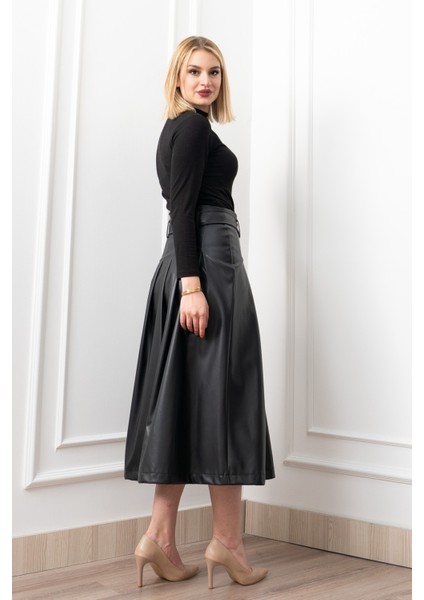 Double Zip Kuşaklı Deri Etek 6821 fiyatları