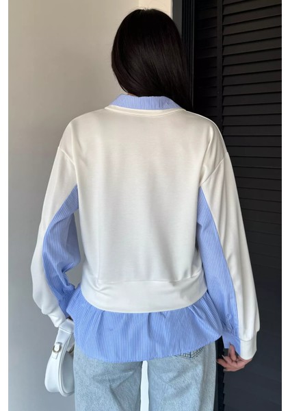 Kadın Polo Yaka Gömlek Garnili Sweatshirt P-00019010 fırsatları