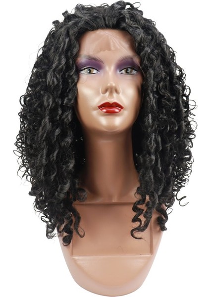 Siyah Yoğun Dalga Afro Dalga Tül Peruk