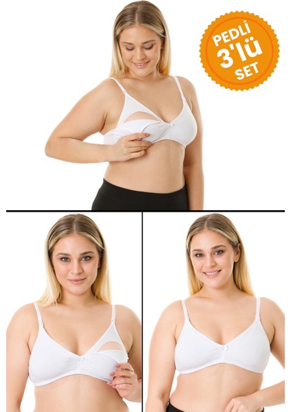 3'lü Çıkarılabilir Pedli Emzirme Sütyeni