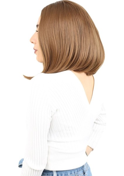 Fiber Sentetik Peruk Perçemsiz Kısa Düz / Kumral modelleri