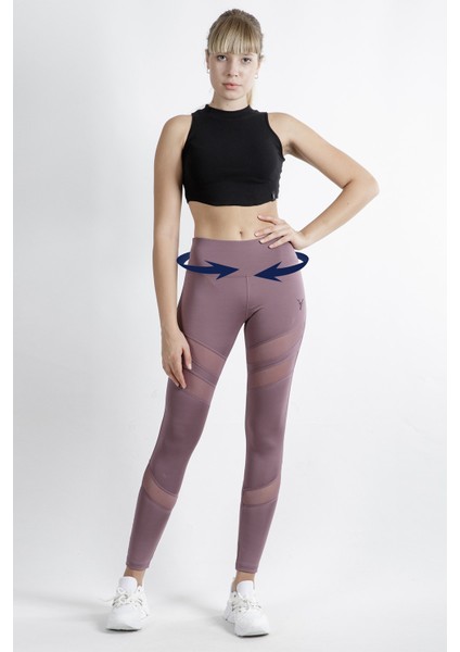 Spor Tayt Tül Detaylı Yüksek Bel Esnek ve Toparlayıcı Kadın Tayt indirimleri
