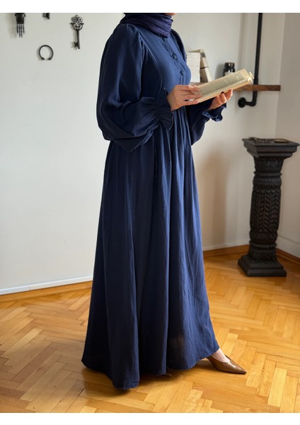 Yarımpat Yandan Bağlamalı Müslin Elbise 1004 modelleri