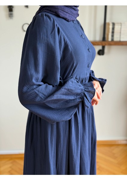 Yarımpat Yandan Bağlamalı Müslin Elbise 1004 fırsatları