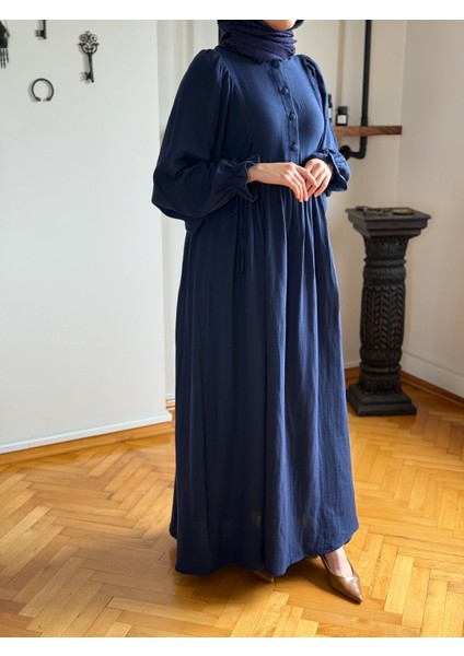 Yarımpat Yandan Bağlamalı Müslin Elbise 1004 indirimleri