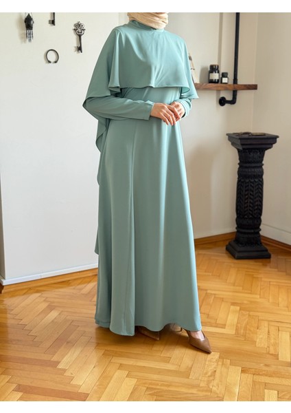 Pelerinli Bel Bağlamalı Elbise 1002 modelleri