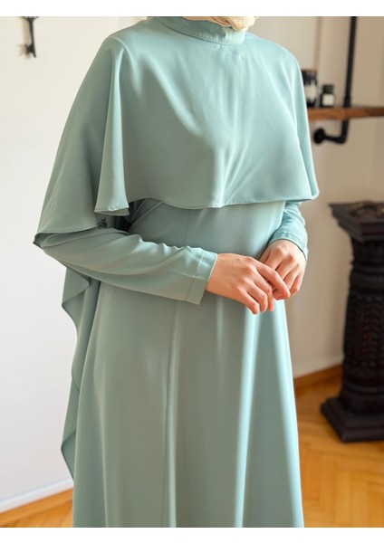 Pelerinli Bel Bağlamalı Elbise 1002 fırsatları