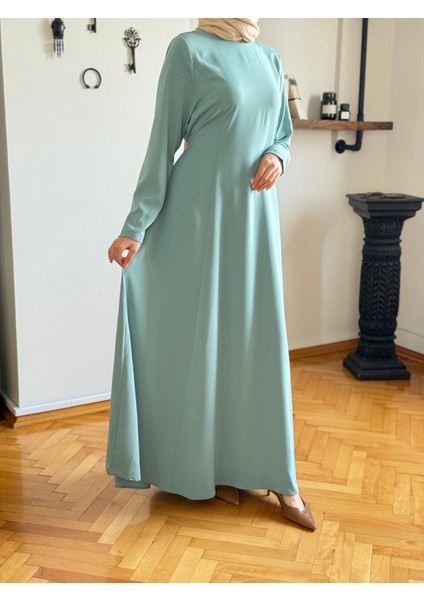 Pelerinli Bel Bağlamalı Elbise 1002