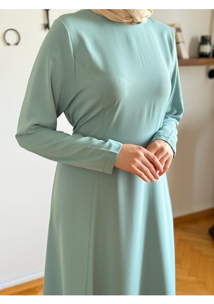 Pelerinli Bel Bağlamalı Elbise 1002