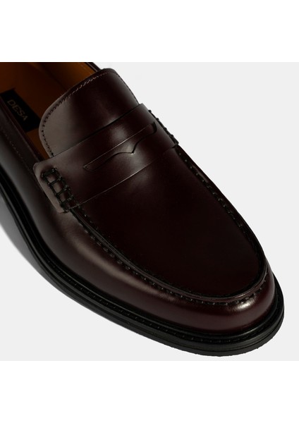 Erkek Bordo Deri Loafer