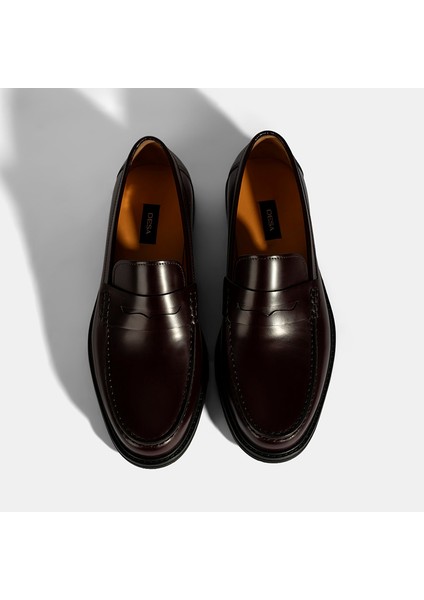 Erkek Bordo Deri Loafer