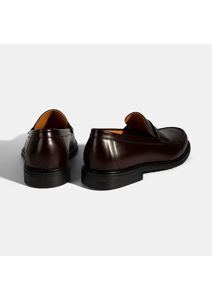 Erkek Bordo Deri Loafer