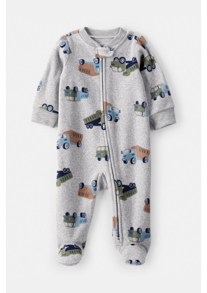 Erkek Bebek Gri Polar Tulum