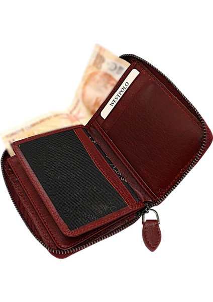 Hakiki Deri Kağıt Para ve Bol Kart Bölmeli Fermuarlı Unisex Cüzdan - Çay Taba indirimleri