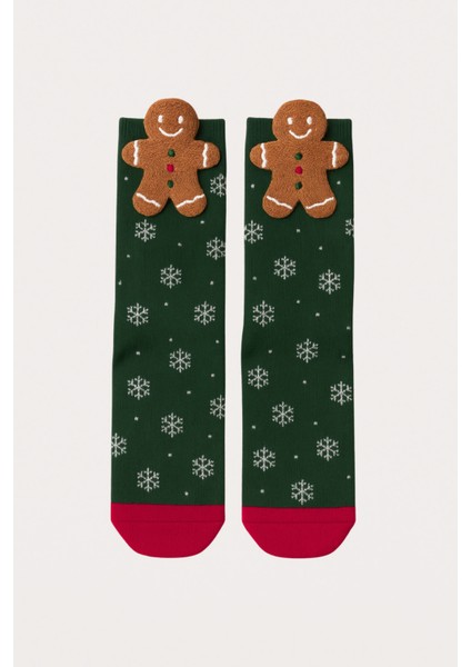 Kadın Ginger Breadman Kutulu Yılbaşı Soket Çorap modelleri