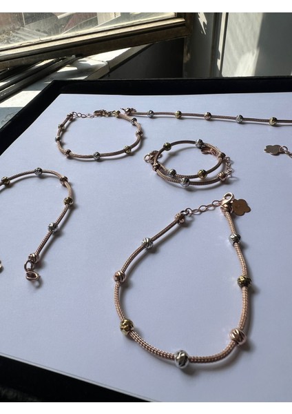 925 Ayar Papatya Silver.dorika.kayze Zincir Bileklik.kalze Bileklik.üç Renk Kalze Bileklik.rose,gold,rodaj. fırsatları