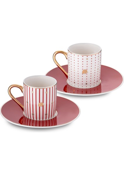 Navy Kırmızı 2'li Kahve Fincan Takımı