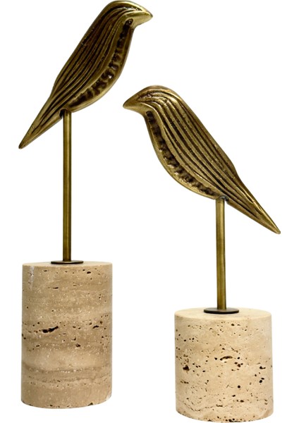 Traverten Eskitme Kuş Dekor Seti fırsatları