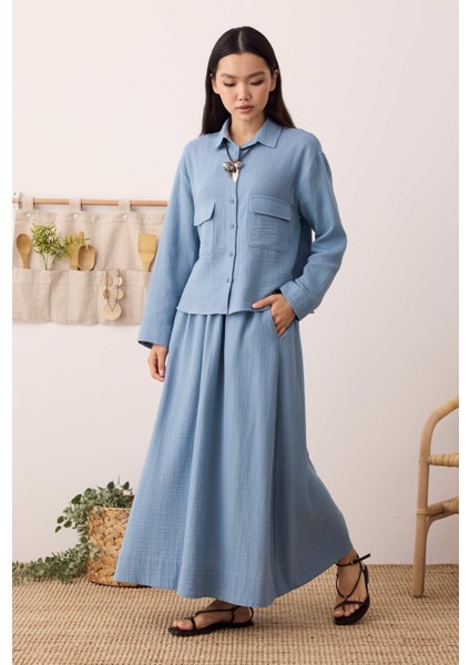 Müslin Etek Pastel Mavi modelleri