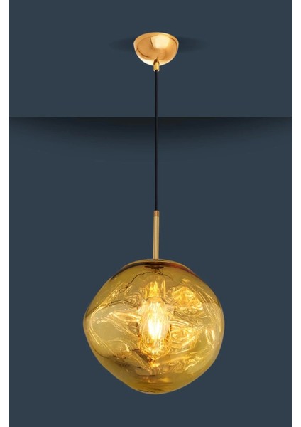 Loş Işıklı Cam Gold Modern Tavan Sarkıt Avize