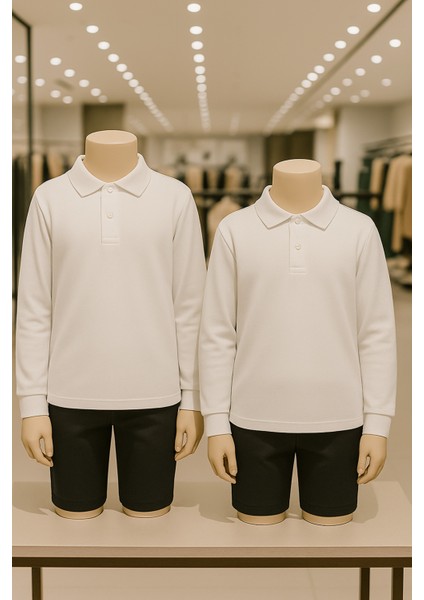 %100 Pamuk 2 Adet Uzun Kollu Polo Yaka Tişört LL.DIC.IN1.002