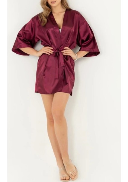 Kadın Saten Belden Bağlamalı Sabahlık LL.N1.I0.LA.002
