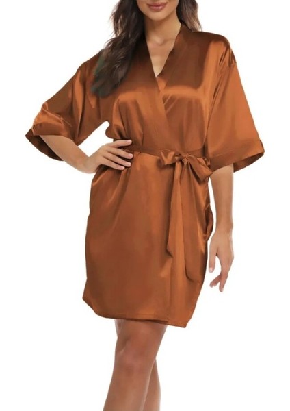 Kadın Saten Belden Bağlamalı Sabahlık LL.N1.I0.LA.002