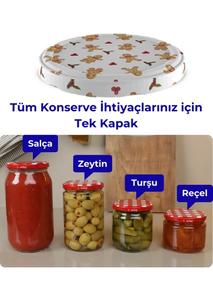 Hijyenik Paketli 10 Adet Kavanoz Kapağı – Yılbaşı Seri – Beyaz Cookie 82 mm fırsatları