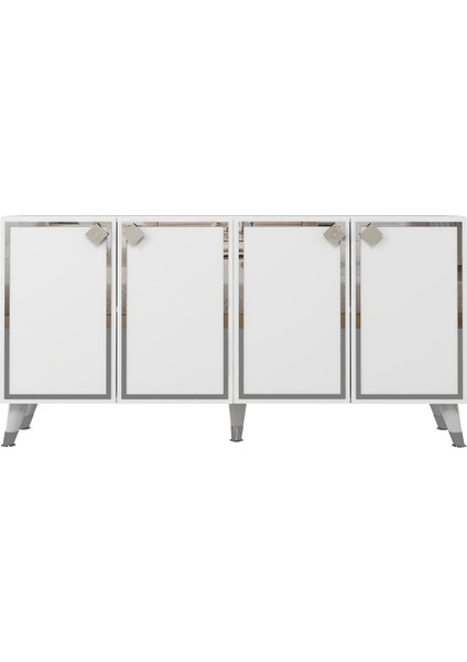 8206-1CT KB150 Konsol, Tv Ünitesi Beyaz-Gümüş modelleri