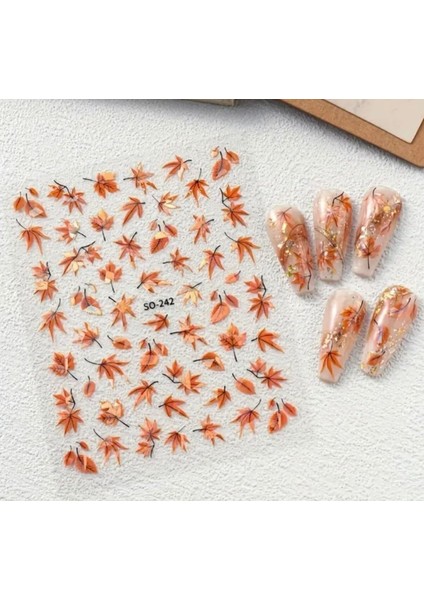 Sonbahar Tırnak Süsleme Stickerı Nail Art Süslemeleri