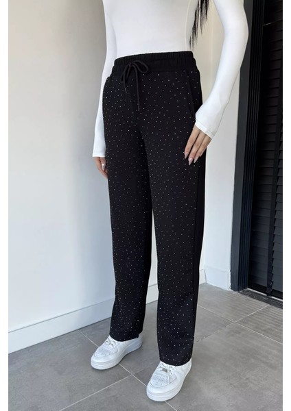 Kadın Yüksek Bel Taş Işlemeli Çift Cepli Bel Lastikli Pantolon P-00018985 fiyatları