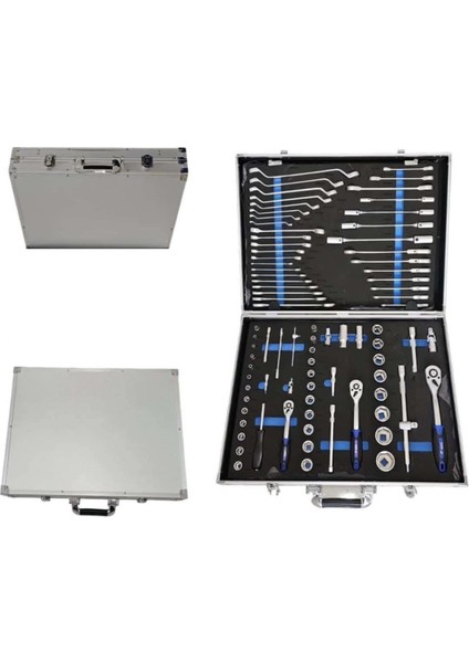 86 Parça Alüminyum Kasalı Dolu Takım Çantası Cırcır Lokma ve Anahtar Set