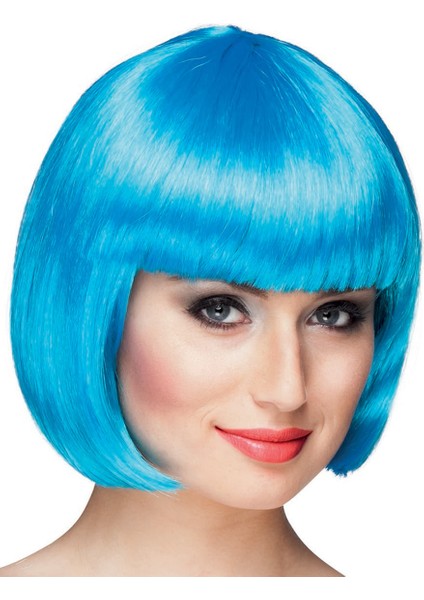 Turkuaz Renk Parti Peruğu Küt Saç (5067)