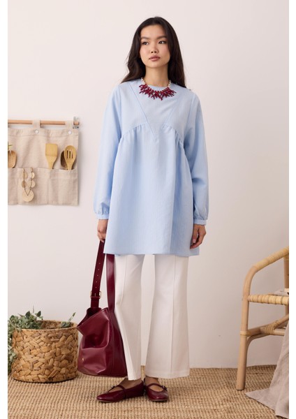 V Panama Tunik Açık Mavi indirimleri