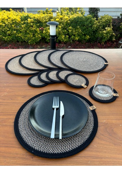 Hasır Görünümlü 12’li Sofra Seti – Supla ve Bardak Altlığı Takımı modelleri